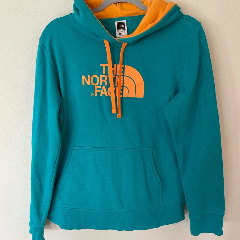 Teal & orange The North Face hoodie sweatshirt women’s large